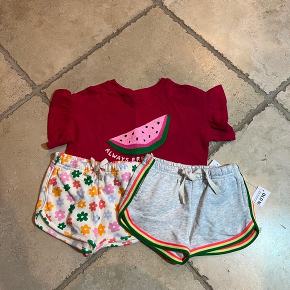 Old Navy Other - Old Navy Girls Toddler Girls 18-24M LOT Outfit Watermelon Top Floral Shorts Set